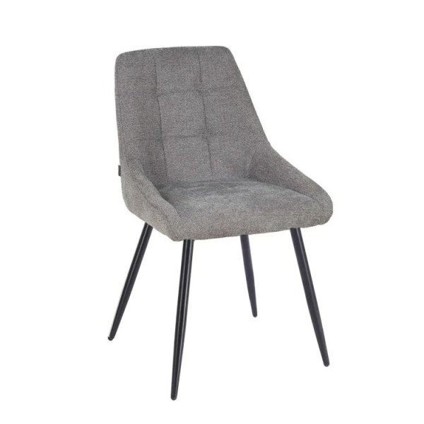 Chaise Rembourrée Alma Grise Pieds Noirs | Ukukhome